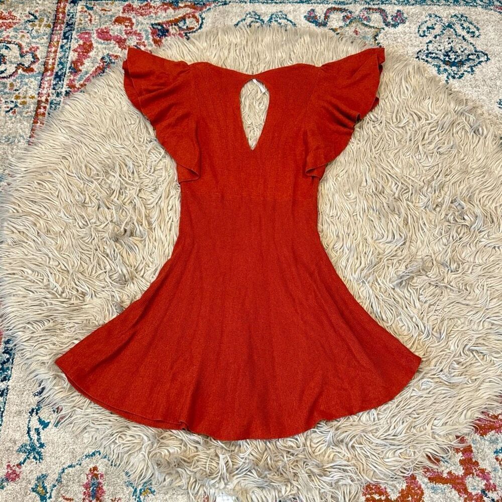 Free People Cozy Nights Burnt Red Orange Boho dress size medium - Picture 7 of 8